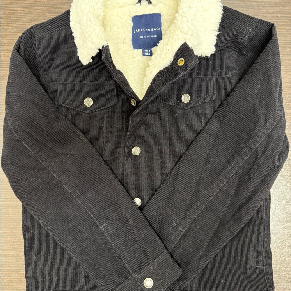 Janie and Jack Black Corduroy Jacket with Cream Sherpa Lining
